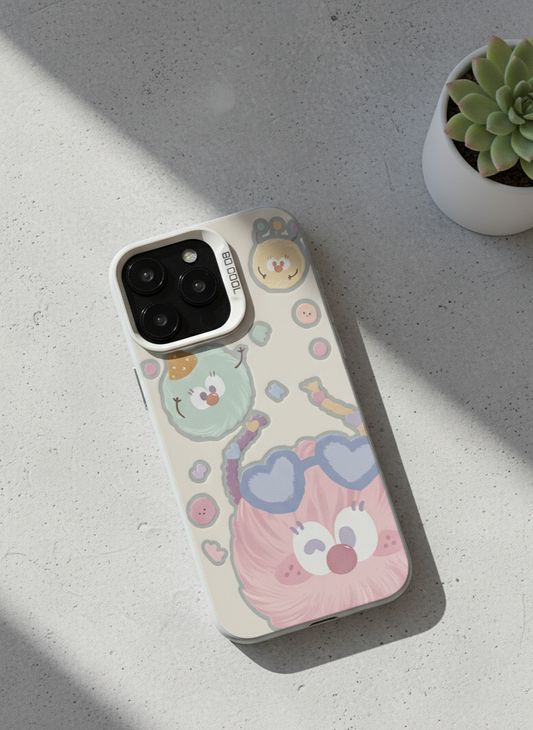 IMD Silver Cartoon Couple Animal TPU Case