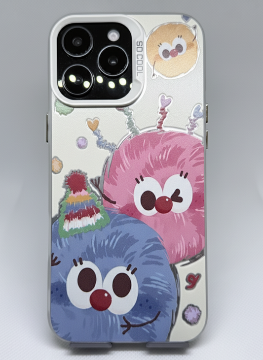 IMD Silver Cartoon Couple Animal Full TPU Case