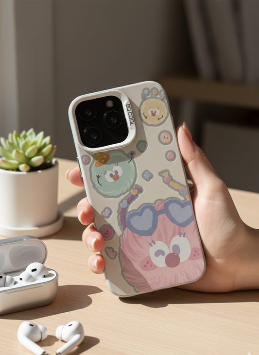 IMD Silver Cartoon Couple Animal TPU Case